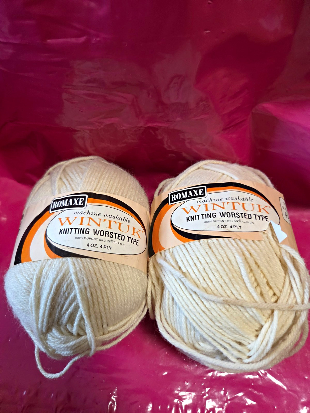 Romaxe Wintuk Worsted Knitting Yarn Orlon Acrylic Fisherman 4oz 4-ply Lot 2